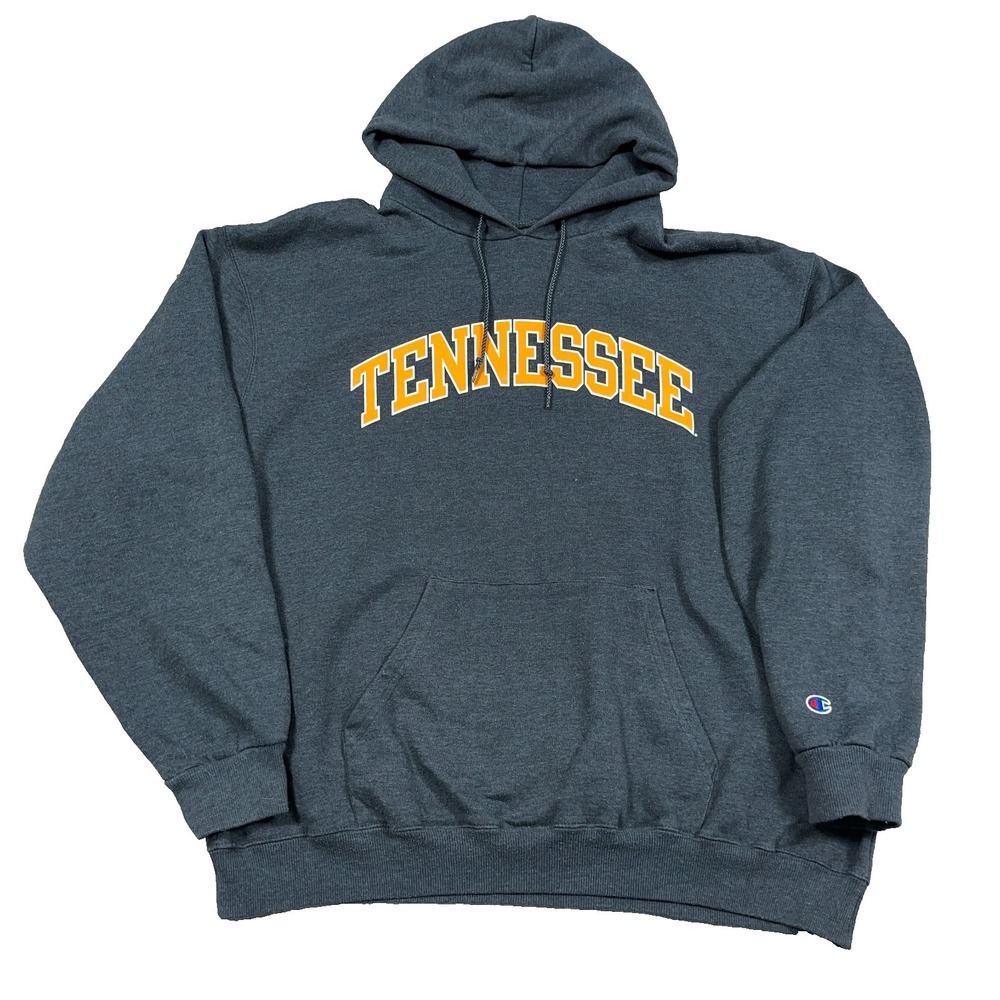 Tennessee Volunteers Hoodie Men XL Gray Champion Sweatshirt Spellout Y2K